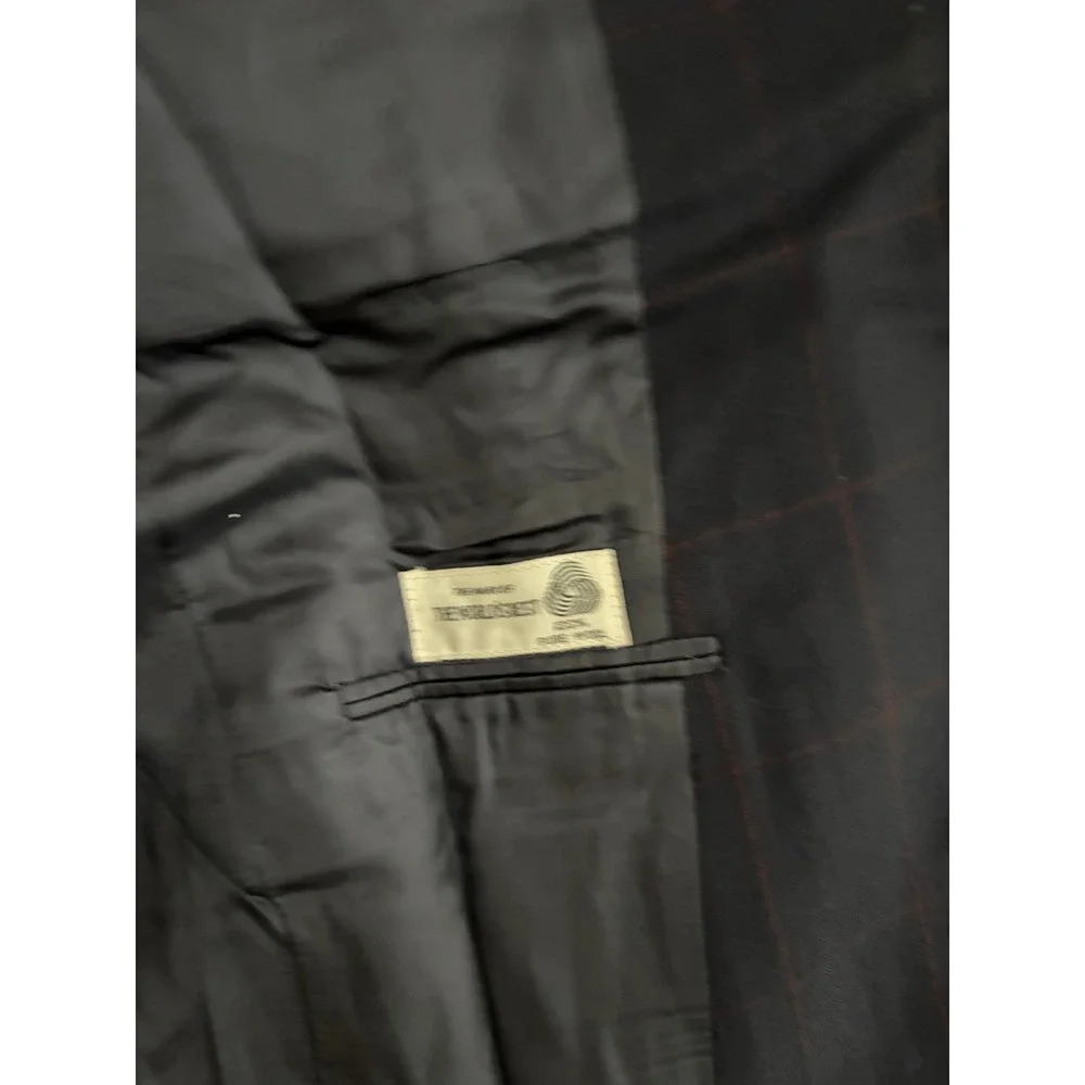 Hickey Freeman Loro Piana Wool Blazer Navy Blue Windowpane Sport Coat Mens